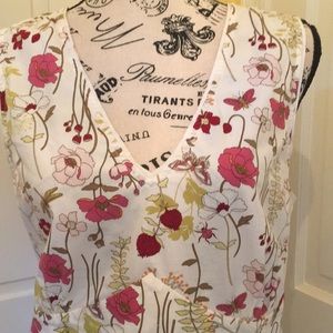 Floral fit and flare sleeveless dress pockets